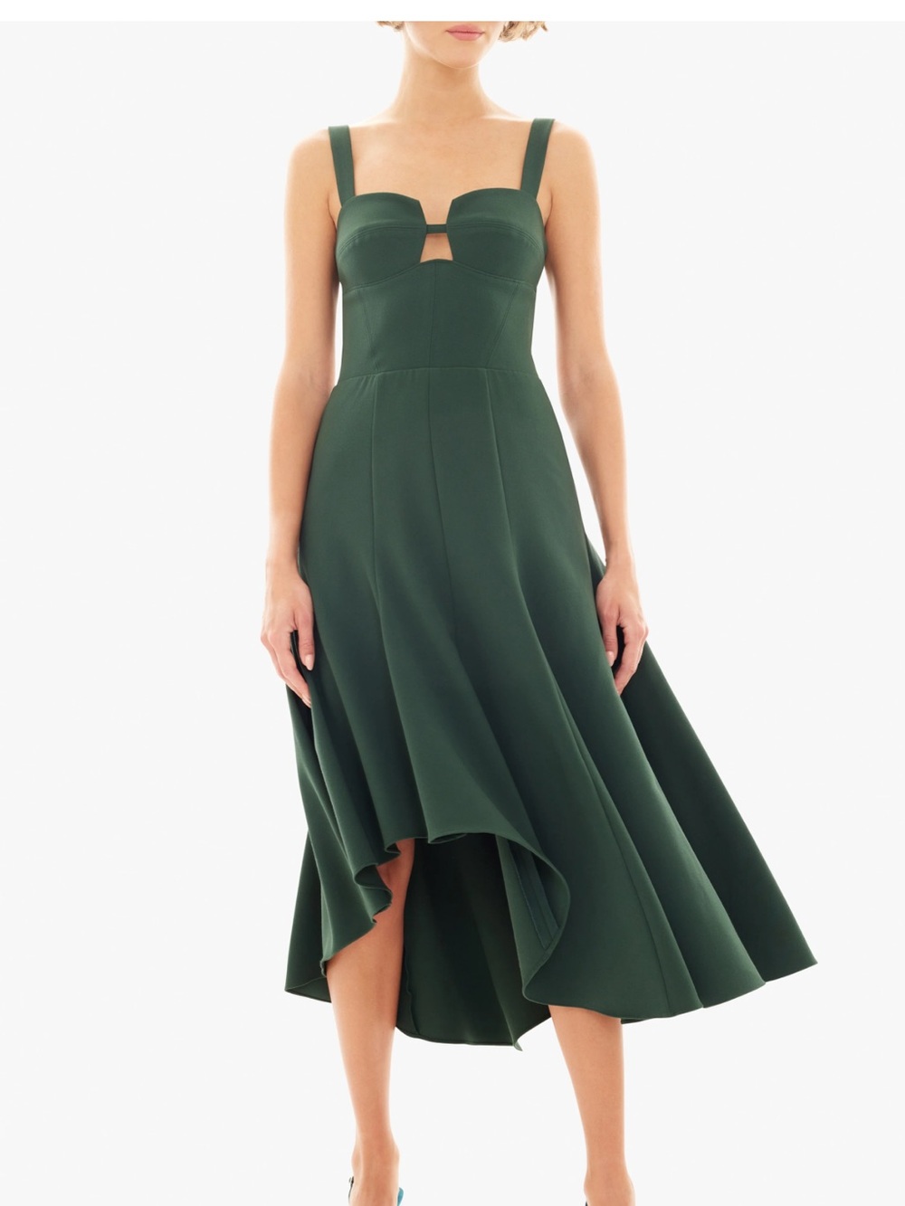 Black Halo Deep Green High-Low Fit-and-Flare Dress